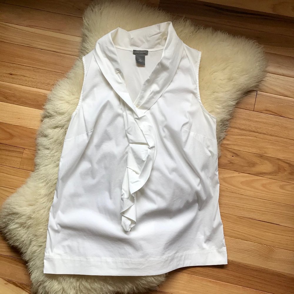 Ann Taylor Ruffle Collar Sleeveless Blouse